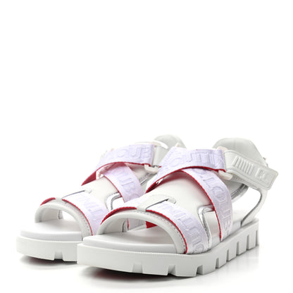 Christian Louboutin Calfskin Velcrissimo Flat Sandals 35.5 Blanco Silver 3 of 8