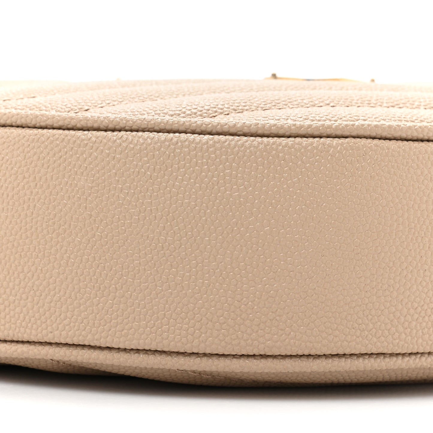 Grain De Poudre Matelasse Chevron Quilted Round Vinyle Camera Bag Dark Beige