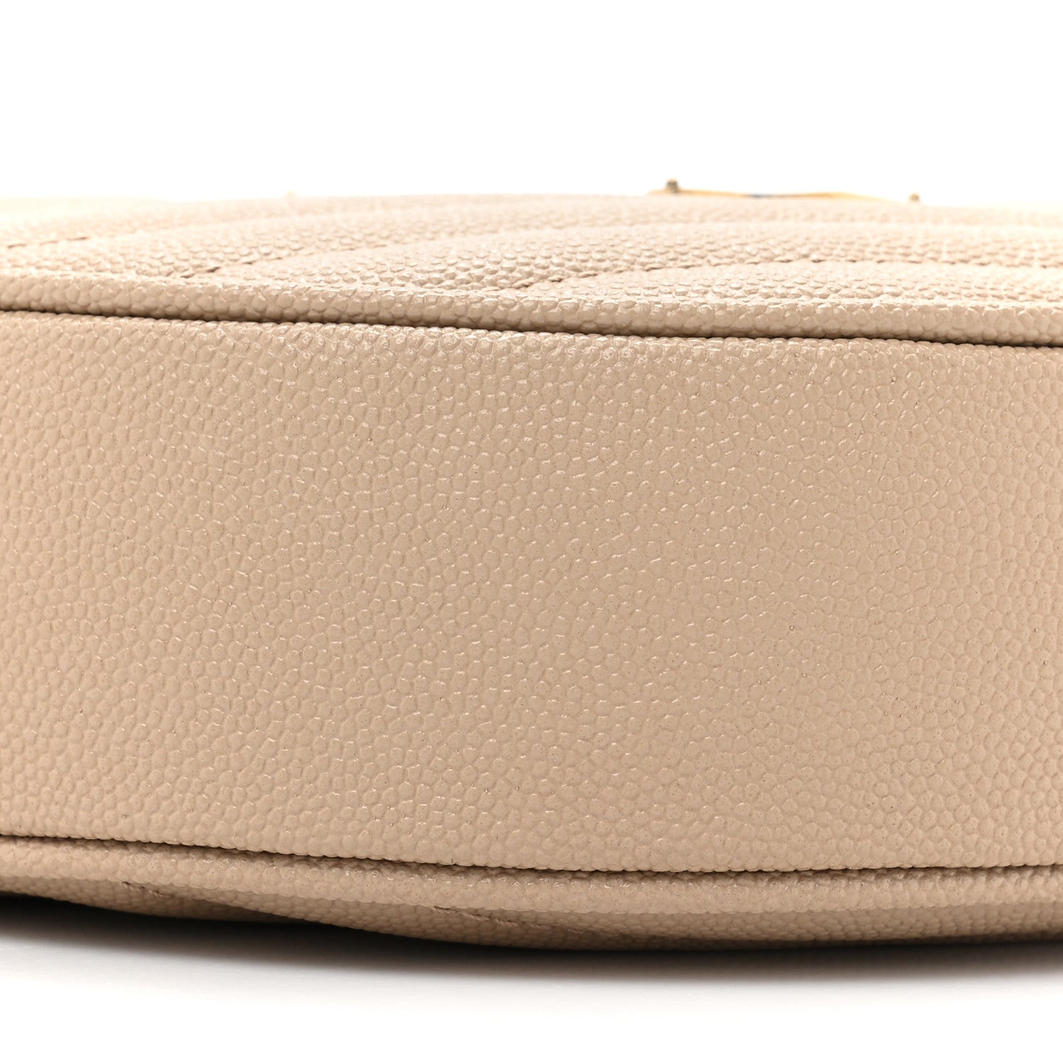Saint Laurent Grain De Poudre Matelasse Chevron Quilted Round Vinyle Camera Bag Dark Beige 9 of 9