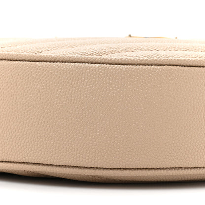Saint Laurent Grain De Poudre Matelasse Chevron Quilted Round Vinyle Camera Bag Dark Beige 9 of 9