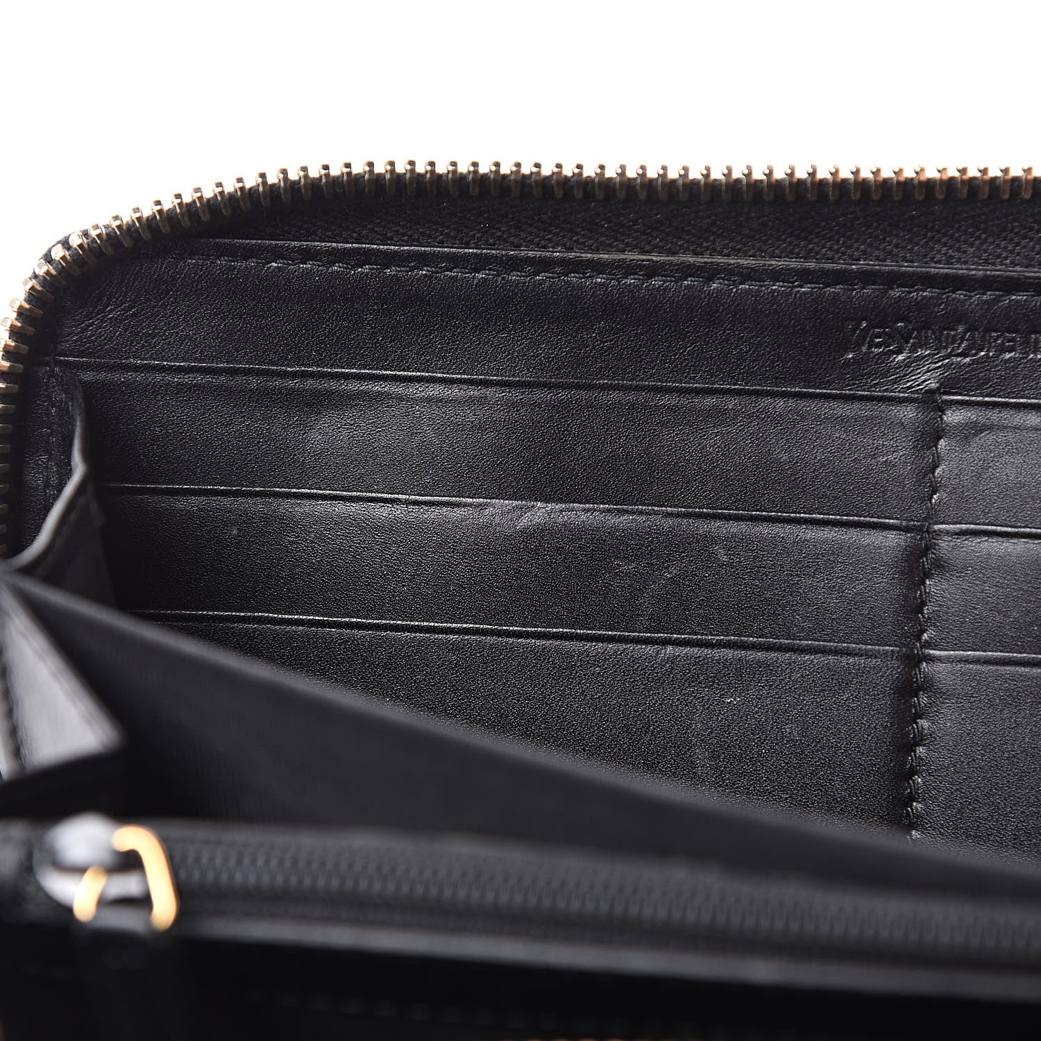 Saint Laurent Textured Patent Monogram Belle De Jour Zip Around Wallet Black 7 of 10