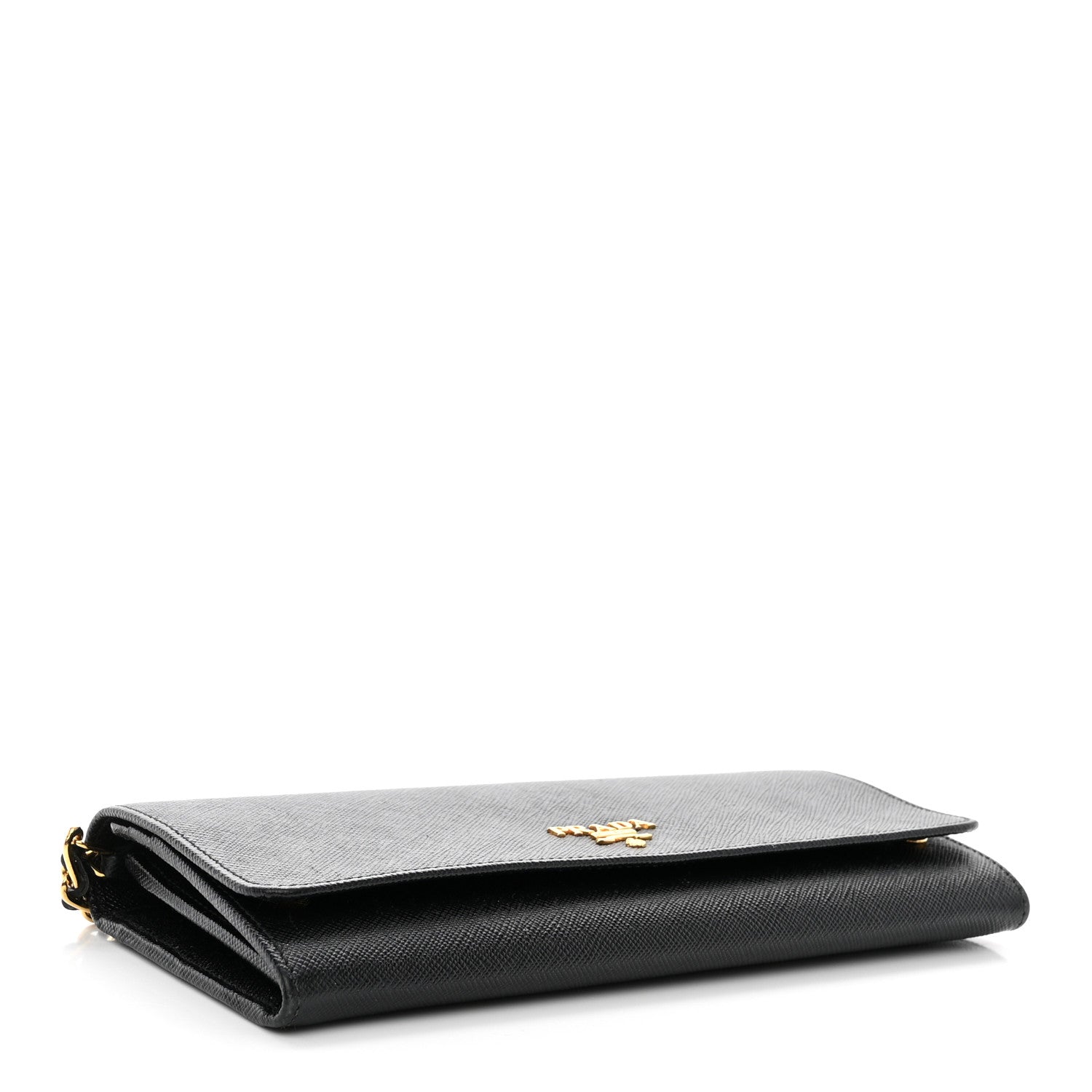 Prada Saffiano Metal Oro Chain Wallet Black 4 of 11
