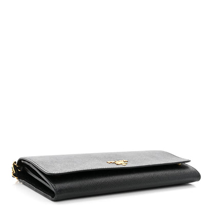 Prada Saffiano Metal Oro Chain Wallet Black 4 of 11