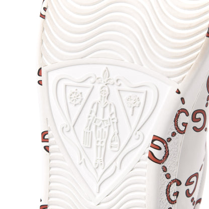 Gucci Calfskin GucciGhost Print Mens Ace Sneakers 10 White Hibiscus Red 8 of 9