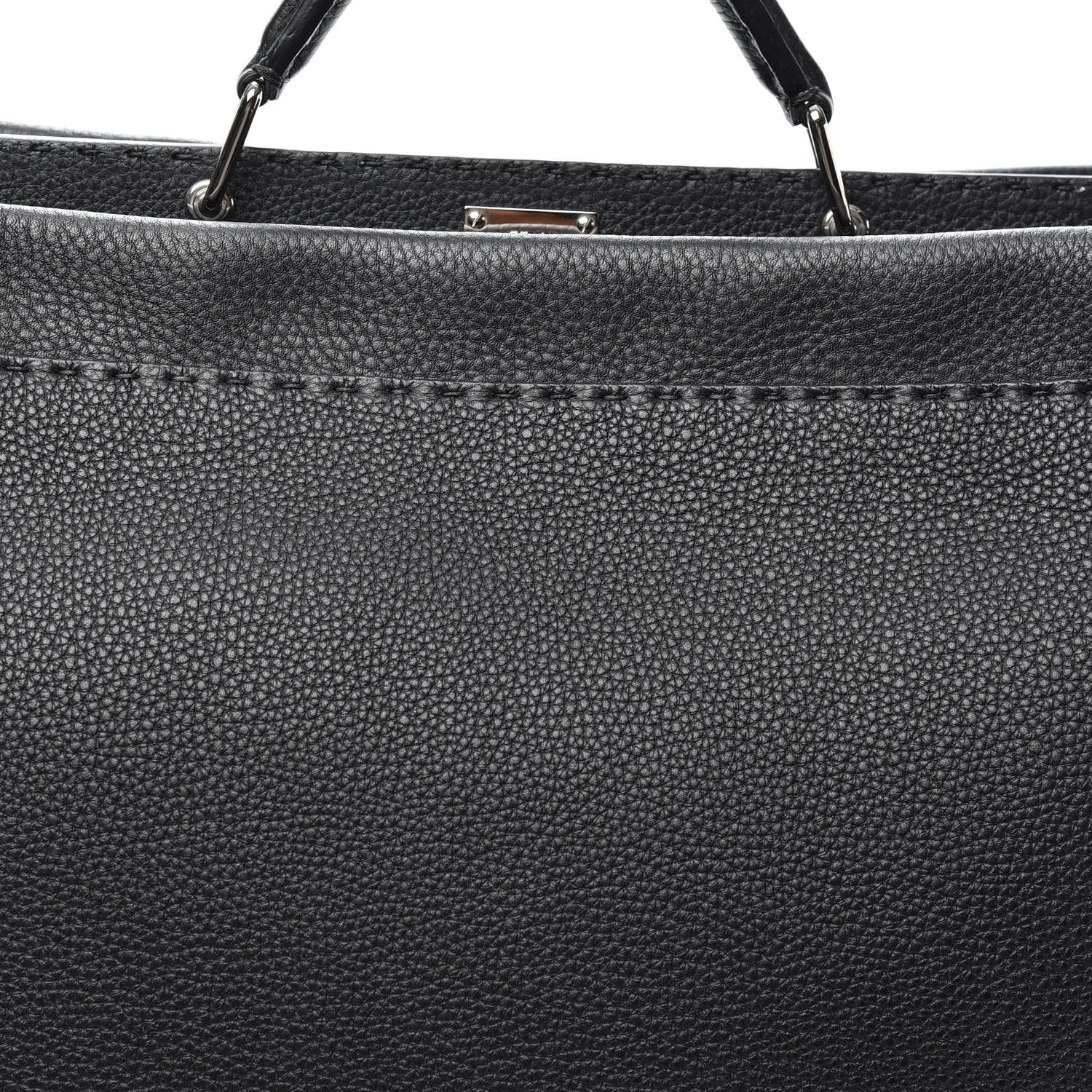 Fendi Cuoio Romano Selleria Monster Eyes Inlay Large Mens Peekaboo Iconic Essential Satchel Black Sunflower 6 of 8