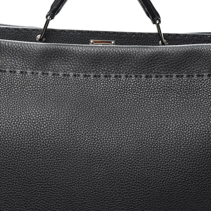 Fendi Cuoio Romano Selleria Monster Eyes Inlay Large Mens Peekaboo Iconic Essential Satchel Black Sunflower 6 of 8