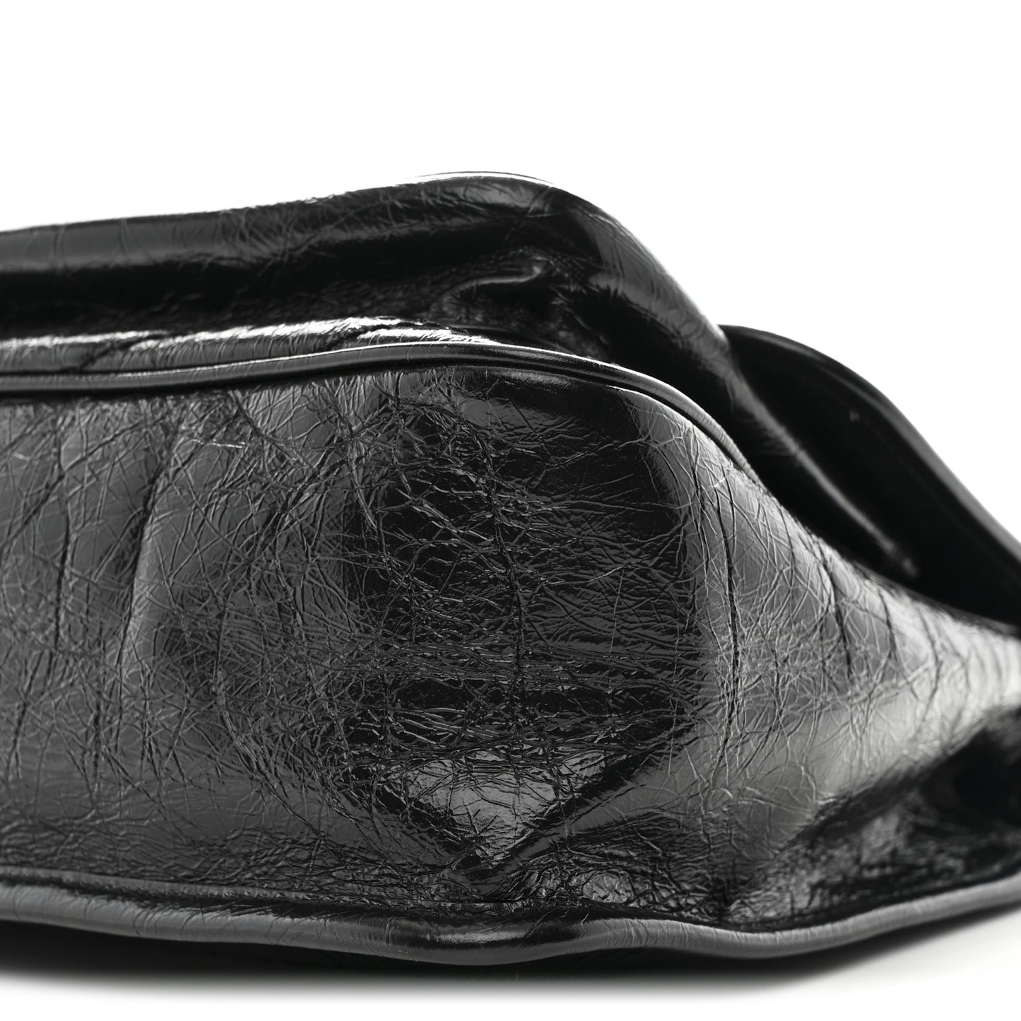 Crinkled Calfskin Matelasse Monogram Medium Niki Chain Satchel Black