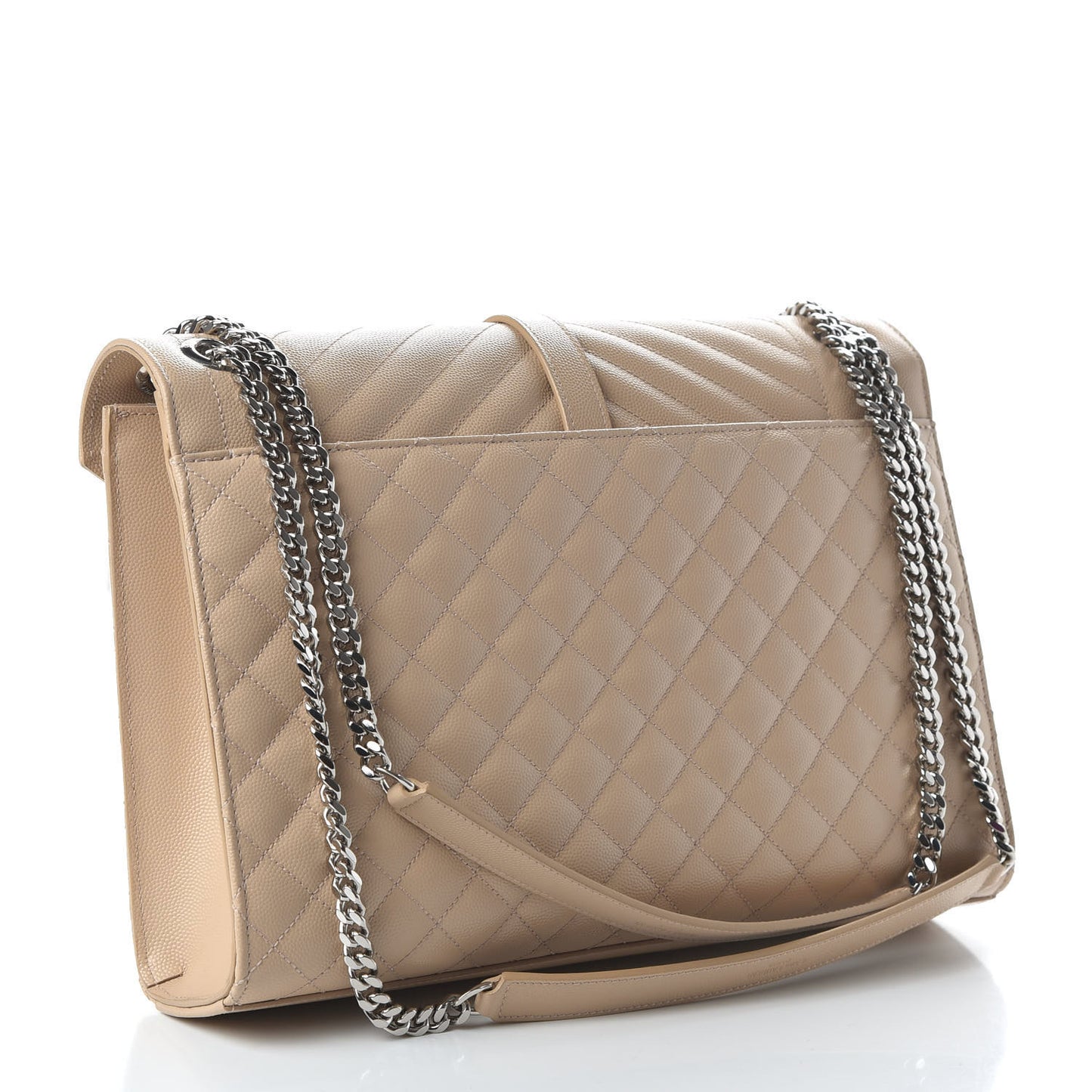 Grain De Poudre Mixed Matelasse Large Triquilt Monogram Satchel Nude Powder
