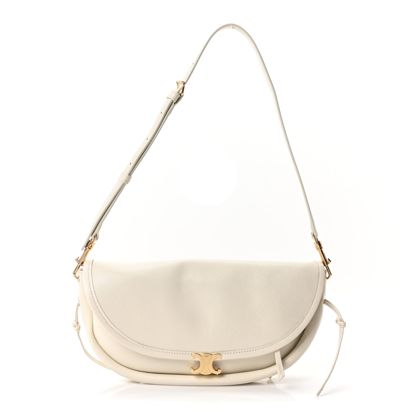 Shiny Lambskin Soft Triomphe Little Half Moon Bag Cotton