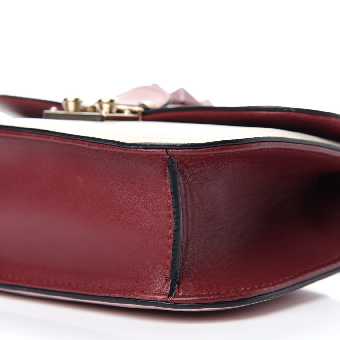 Vitello Small Glam Lock Rockstud Flap Light Ivory Water Rose Marine Rubin