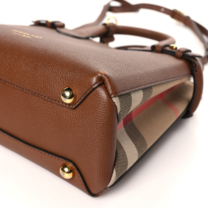 Burberry Derby Calfskin House Check Small Banner Tote Tan 8 of 9