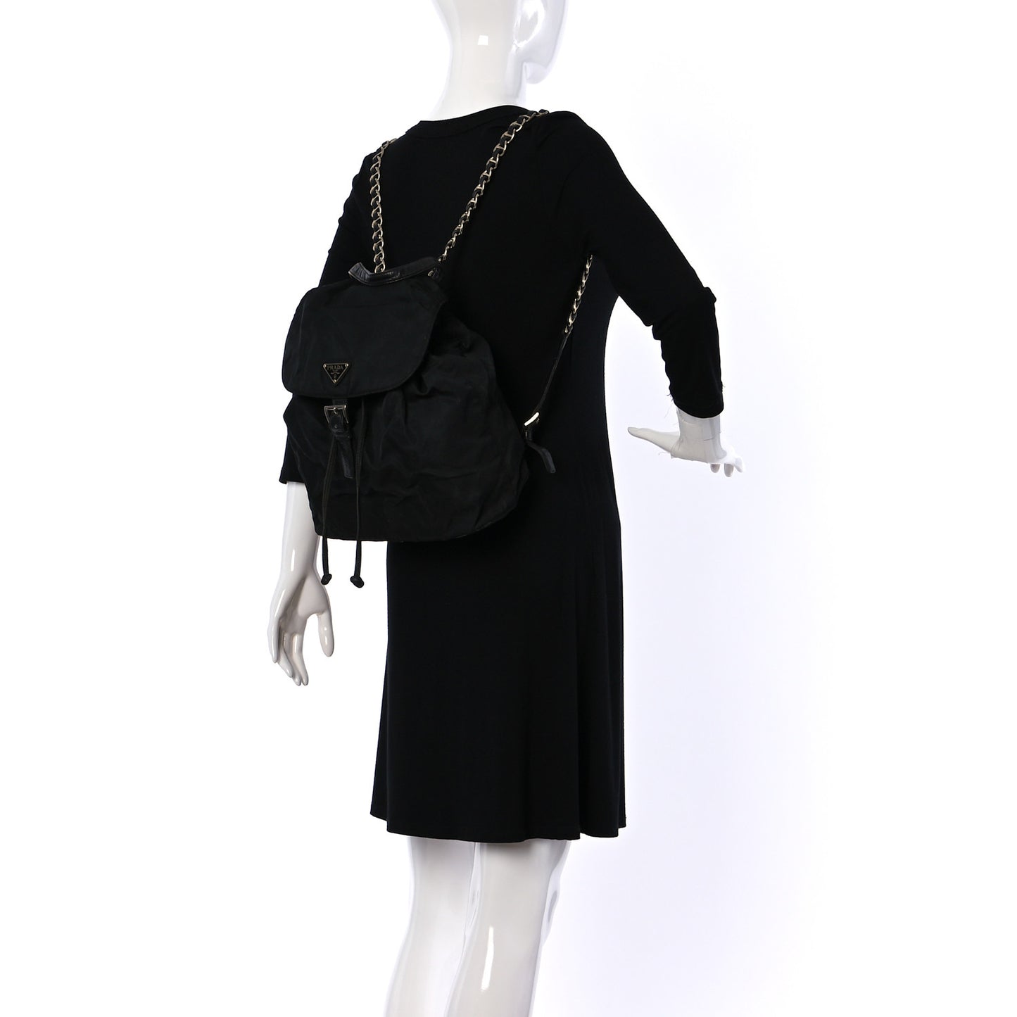 Tessuto Nylon Vela Chain Backpack Black
