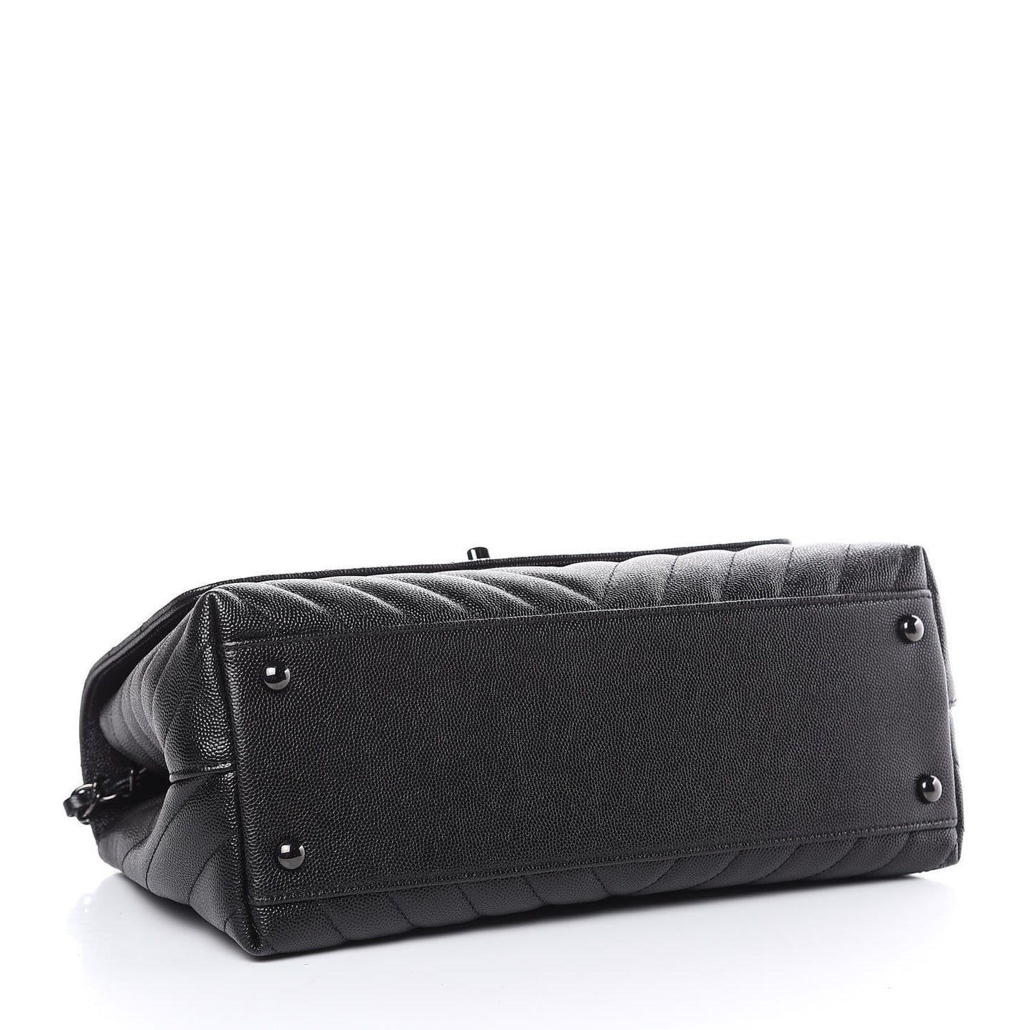 Caviar Chevron Quilted Small Coco Handle Flap So Black