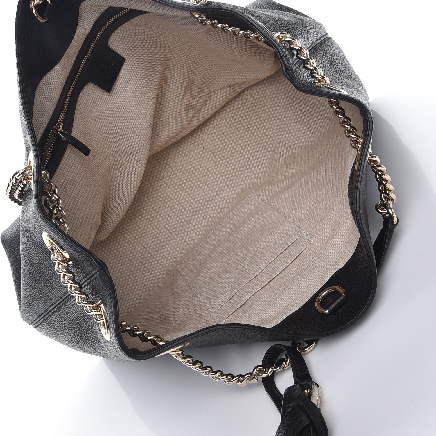 Gucci Pebbled Calfskin Medium Soho Chain Shoulder Bag Black 5 of 7