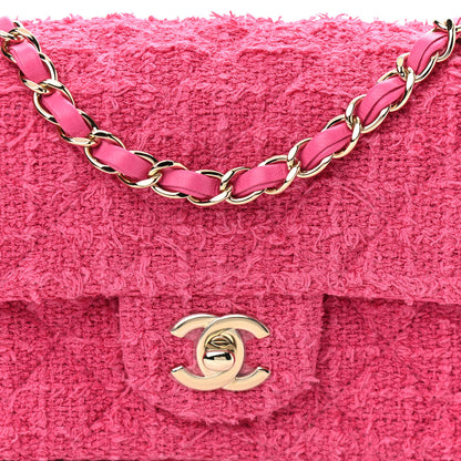 Chanel Wool Tweed Quilted Mini Rectangular Flap Dark Pink Fuchsia 8 of 11