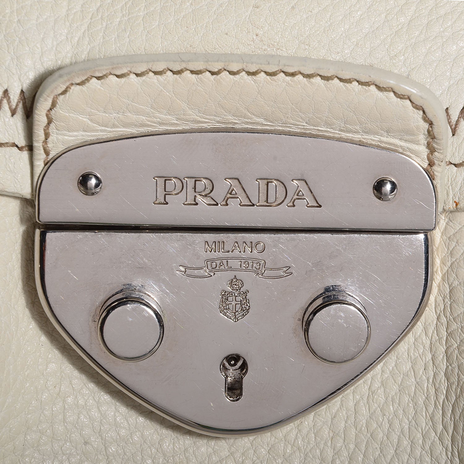 Prada Vitello Daino Foldover Pushlock Satchel Talco 11 of 11