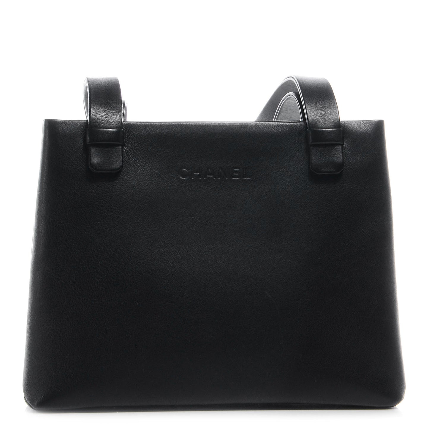 Leather Simple Shoulder Bag Black