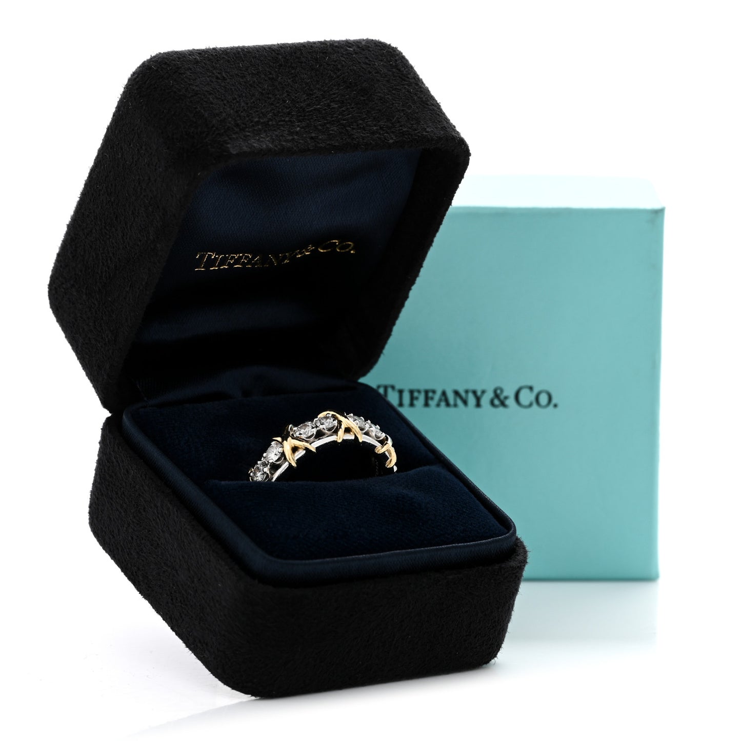 Platinum 18K Yellow Gold Diamond Schlumberger Sixteen Stone Ring 52 6