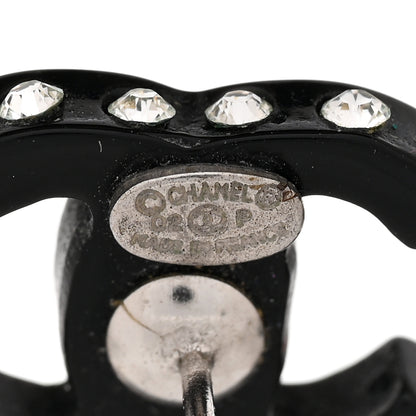 Chanel Resin Crystal CC Earrings Black 4 of 5