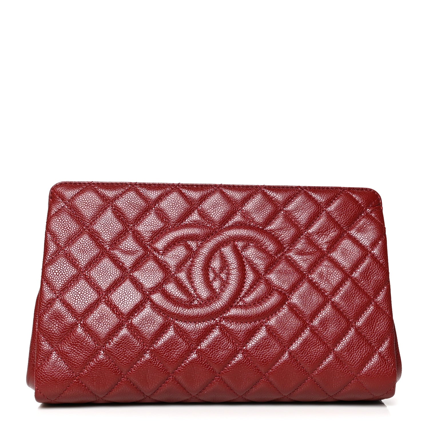 Chanel Caviar Quilted CC Large Clutch Dark Red 1 of 9