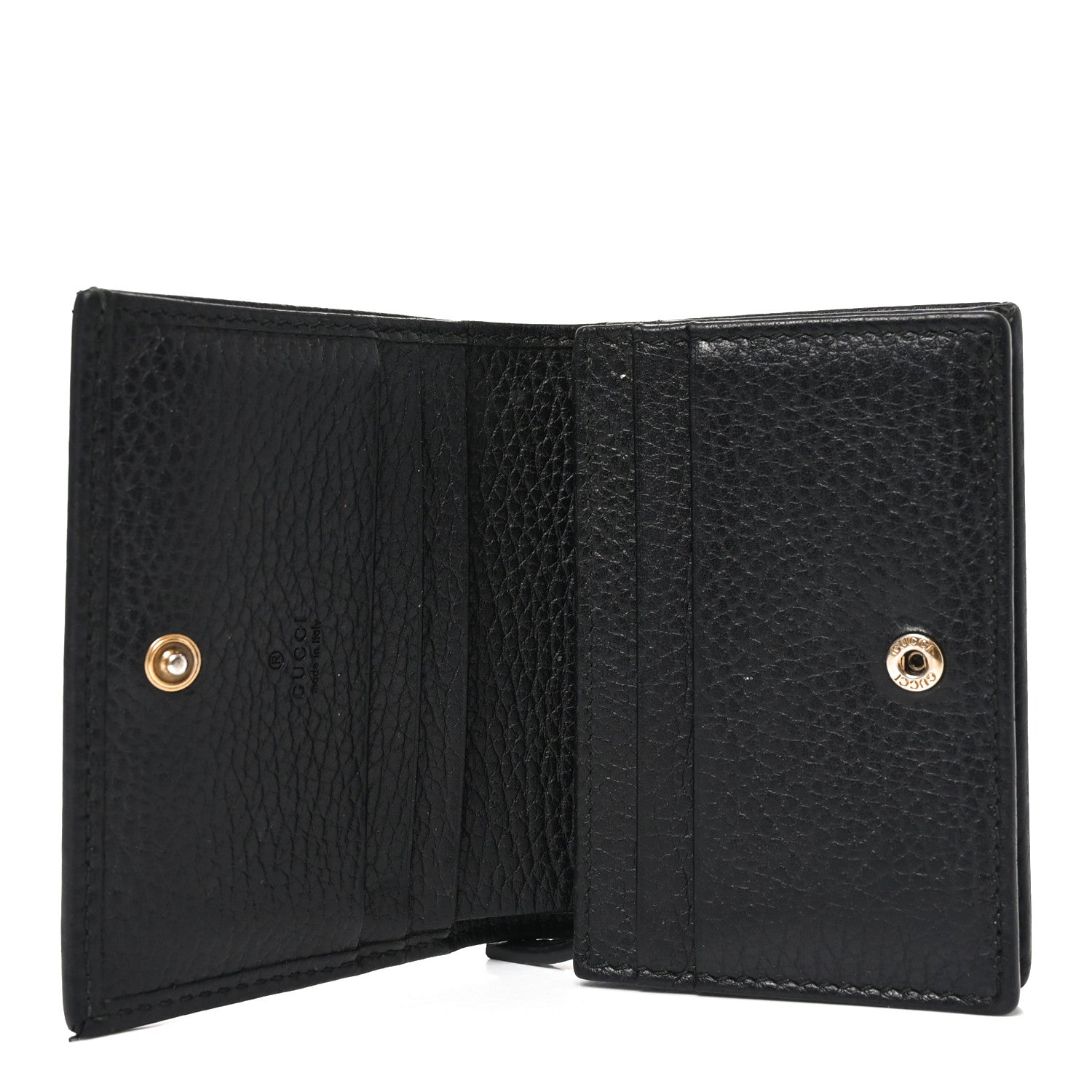 Gucci Pebbled Calfskin Butterfly Card Case Black 5 of 9