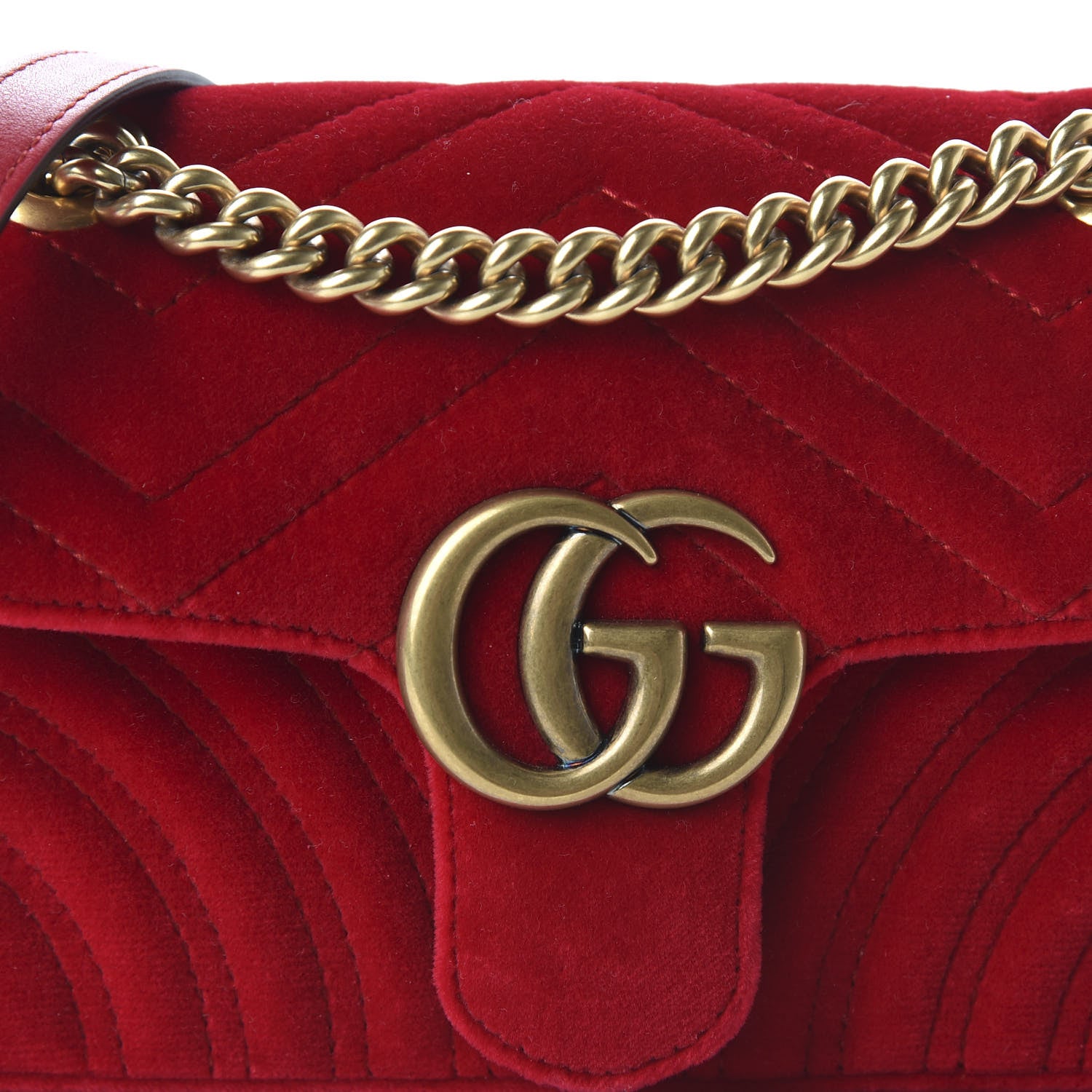 Gucci Velvet Matelasse Mini GG Marmont Shoulder Bag Hibiscus Red 10 of 10