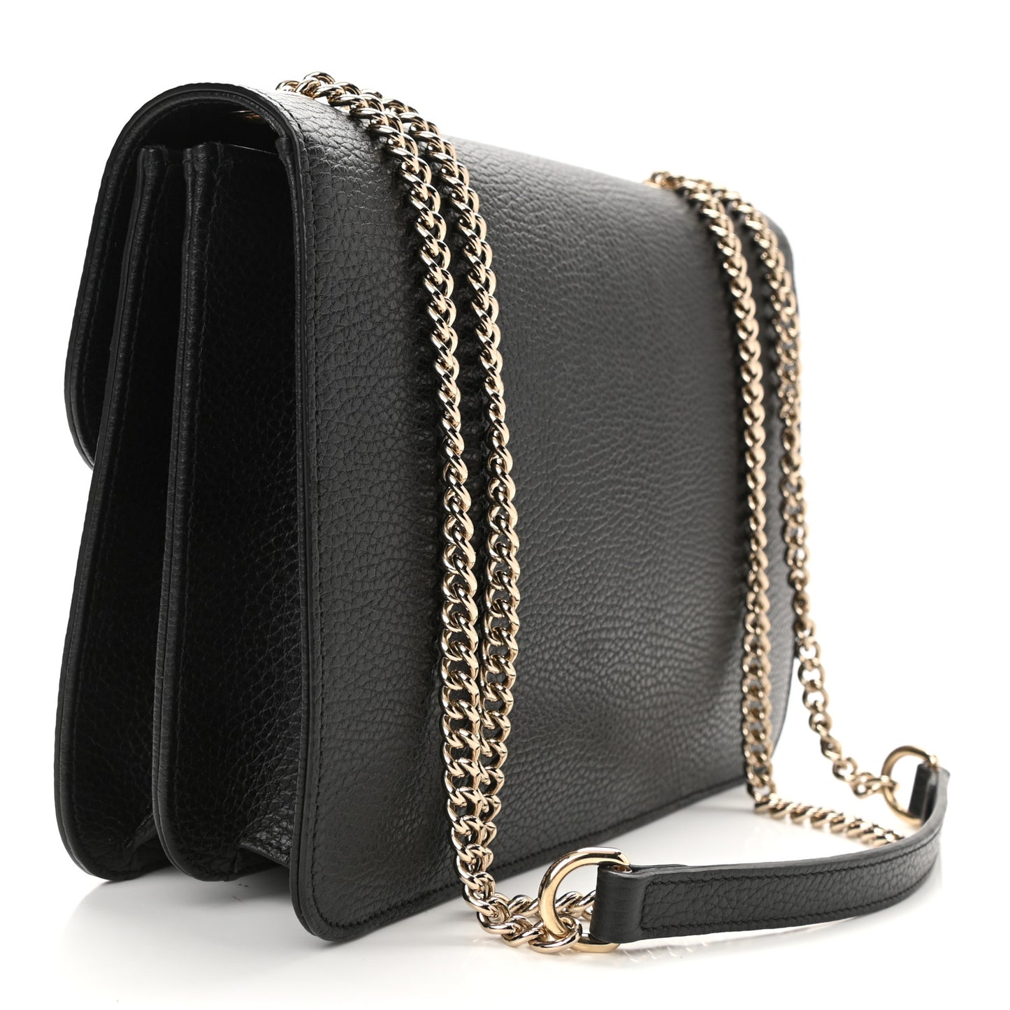 Dollar Calfskin Interlocking G Shoulder Bag Black