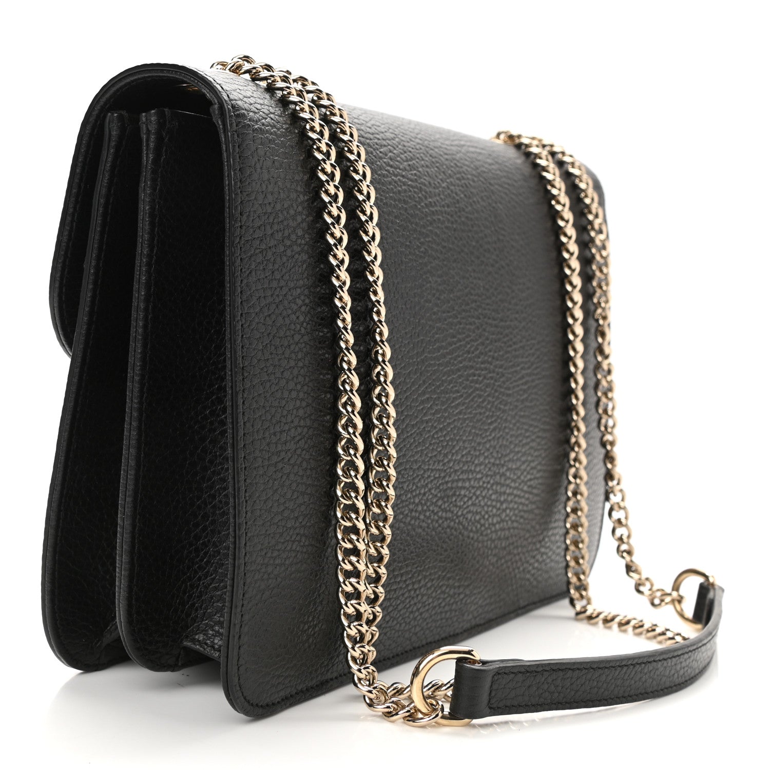 Gucci Dollar Calfskin Interlocking G Shoulder Bag Black 3 of 10
