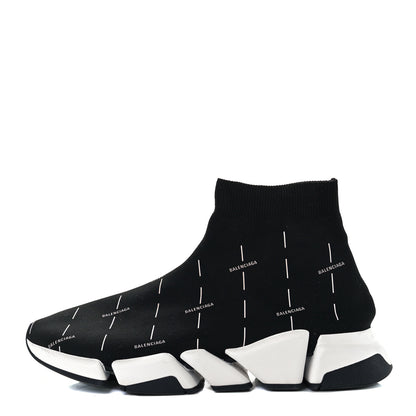Balenciaga Technical 3D Recycled Knit Allover Logo Licence Print Mens Speed 2.0 Sneakers 45 Black White 1 of 10