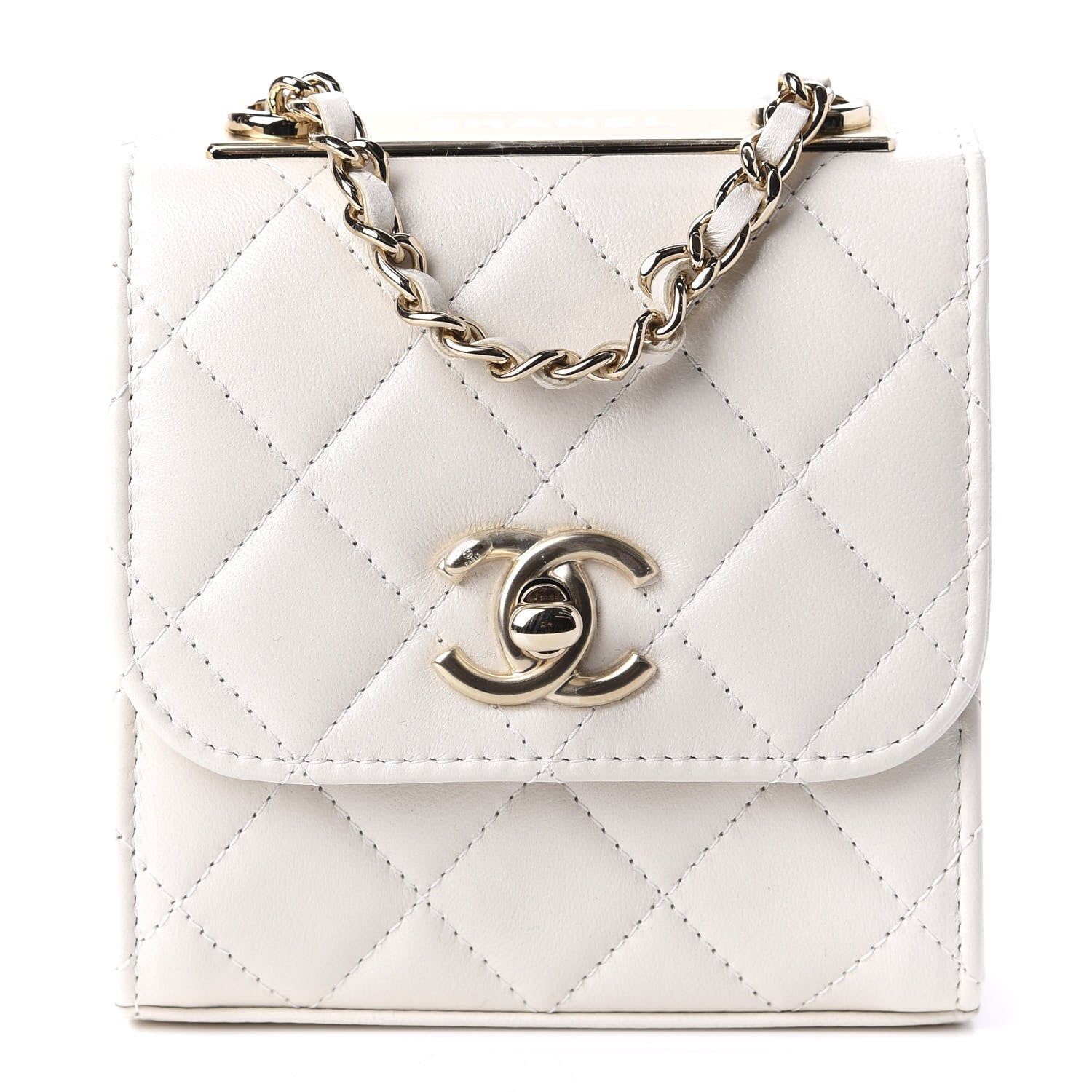 Chanel Lambskin Quilted Mini Trendy CC Clutch With Chain Ecru 1 of 11