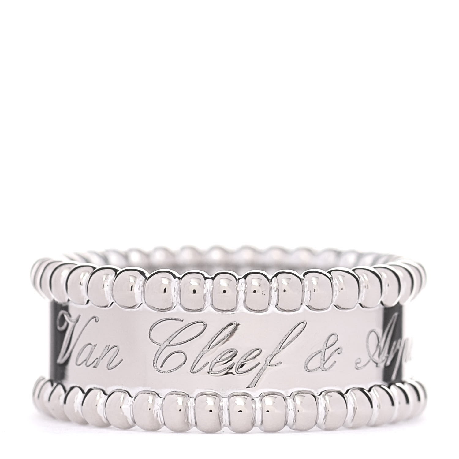Van Cleef & Arpels 18K White Gold Perlee Signature Ring 50 5.25 1 of 5