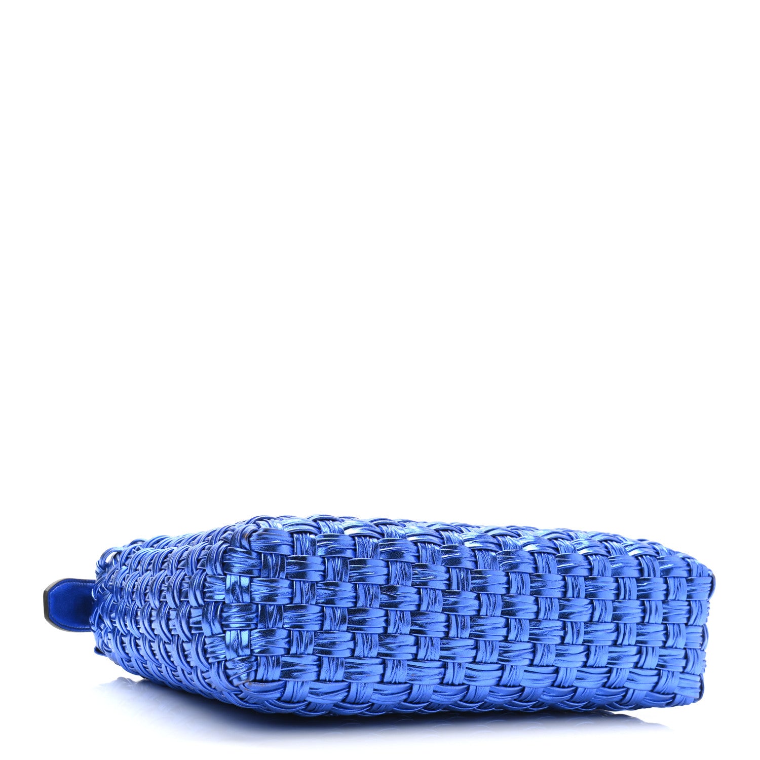 Salvatore Ferragamo Metallic Woven Calfskin Trifolio Shoulder Bag Bluette 4 of 9