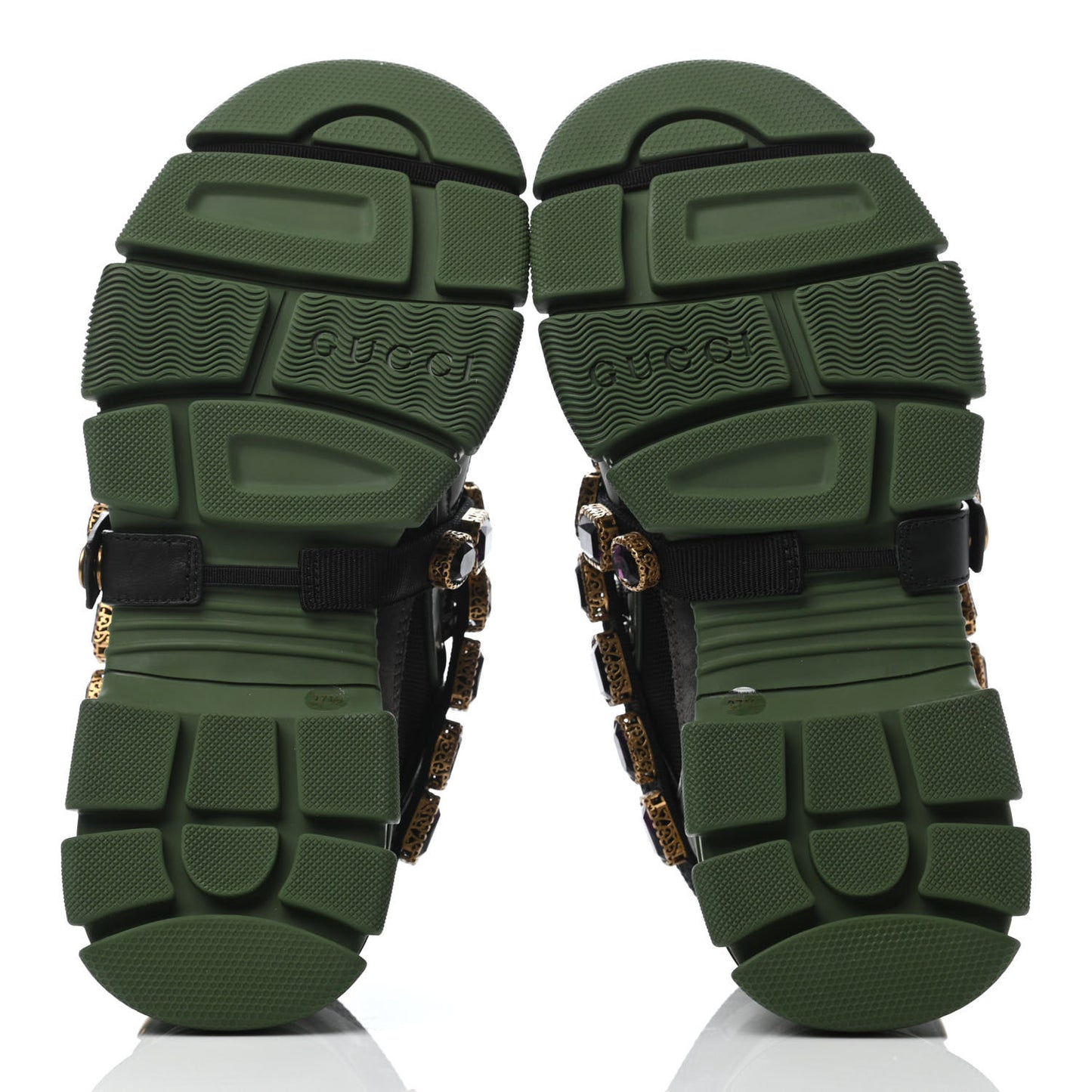 X SEGA Mesh Suede Calfskin Removable Crystals Flashtrek Sneakers 37.5 Loess Black Olive Green