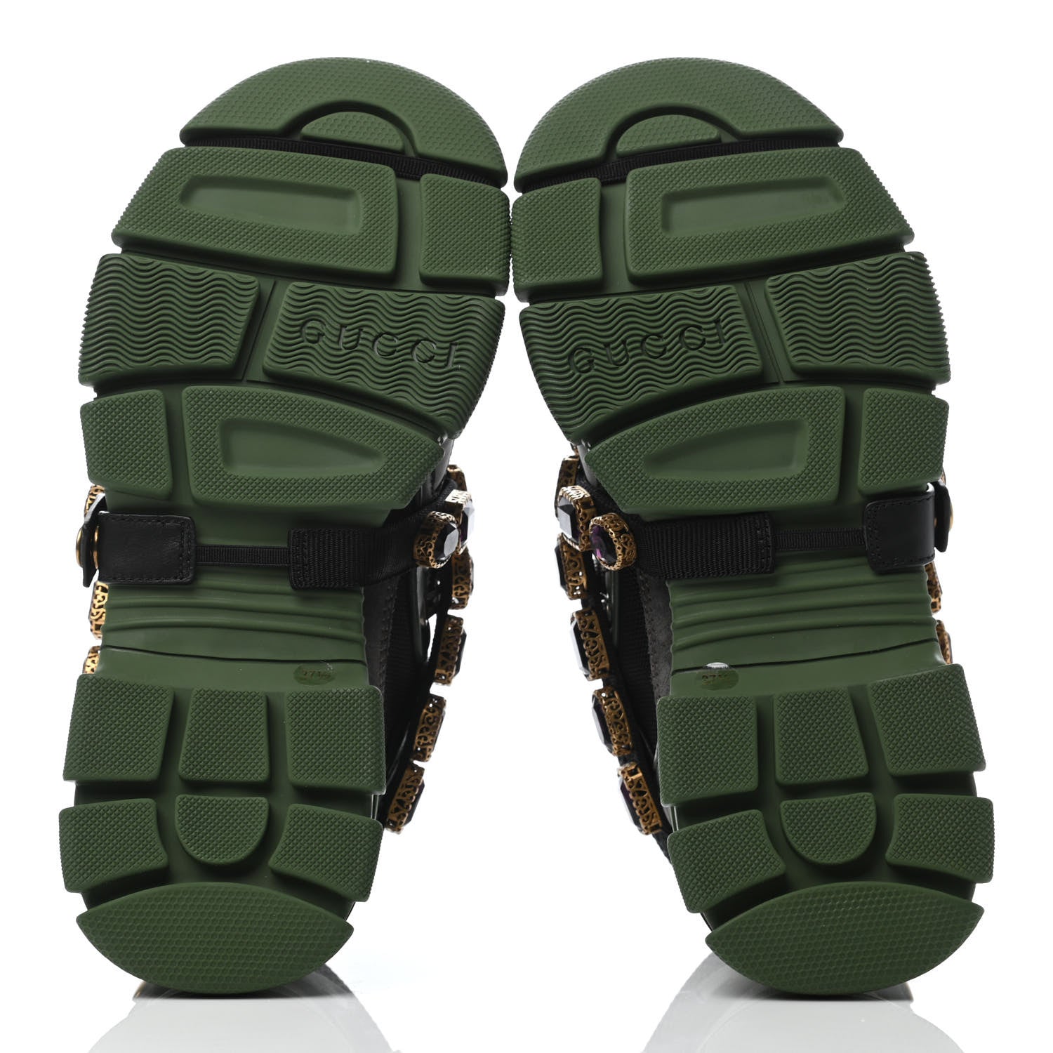 Gucci X SEGA Mesh Suede Calfskin Removable Crystals Flashtrek Sneakers 37.5 Loess Black Olive Green 4 of 7