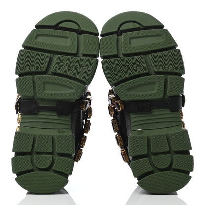 Gucci X SEGA Mesh Suede Calfskin Removable Crystals Flashtrek Sneakers 37.5 Loess Black Olive Green 4 of 7