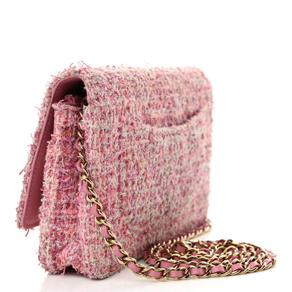 Chanel Tweed Quilted Wallet On Chain WOC Pink 3 of 15