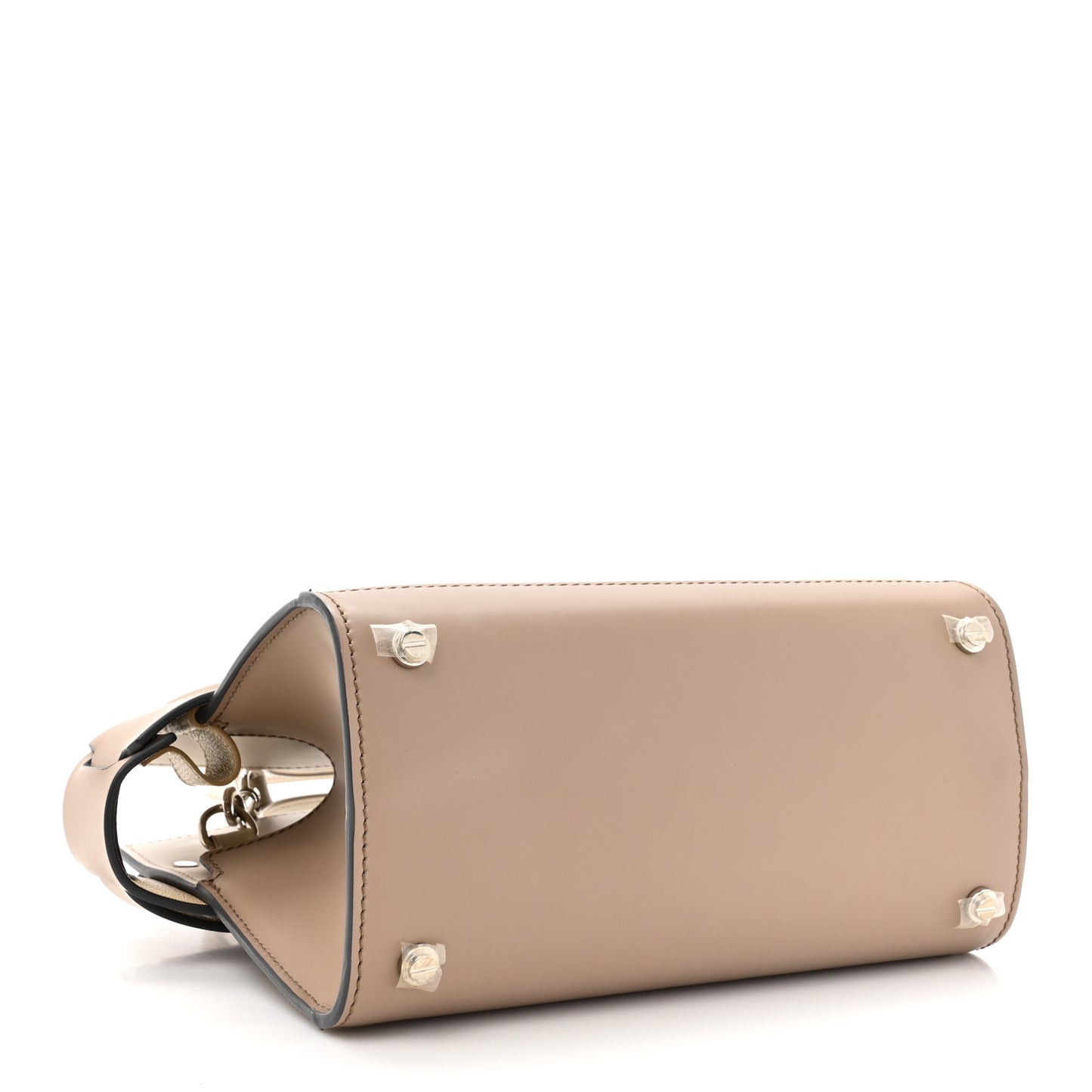 Smooth Calfskin Bi-Color Mini Horizon Satchel Linen Off-White