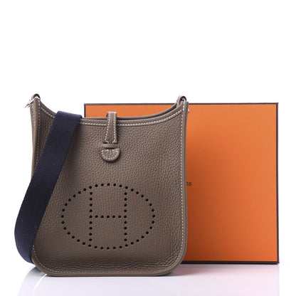 Hermes Taurillon Clemence Amazone Evelyne TPM Etoupe Bleu Indigo 11 of 11