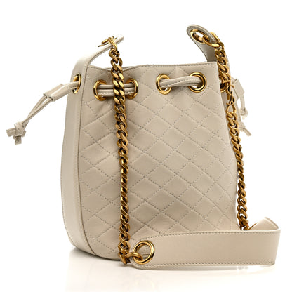 Saint Laurent Lambskin Carre Quilted Cassandre Small Bucket Bag Crema Soft 5 of 12