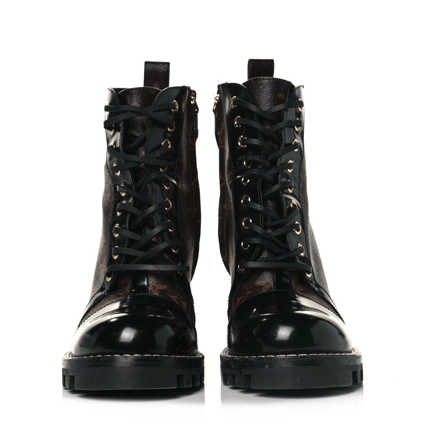 Patent Calfskin Monogram Star Trail Ankle Boots 41 Black