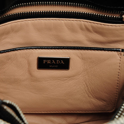 Prada Saffiano Vernice Crystal Pyramid Bag Black 6 of 8