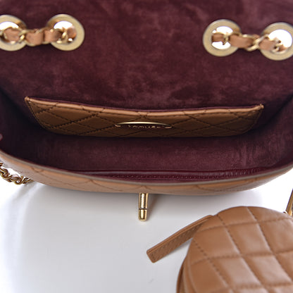 Chanel Calfskin Quilted Flap And Coin Purse Light Brown 5 of 12