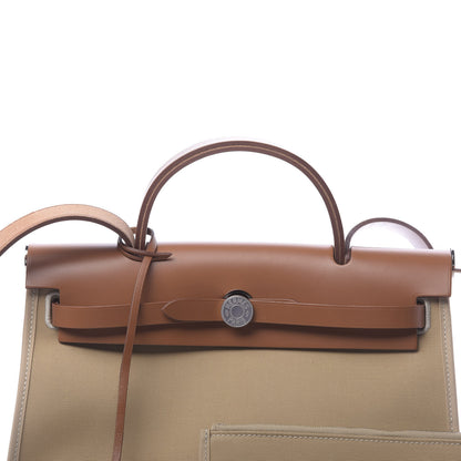 Hermes Vache Hunter Toile Herbag Zip 31 PM Trench Gold 8 of 13