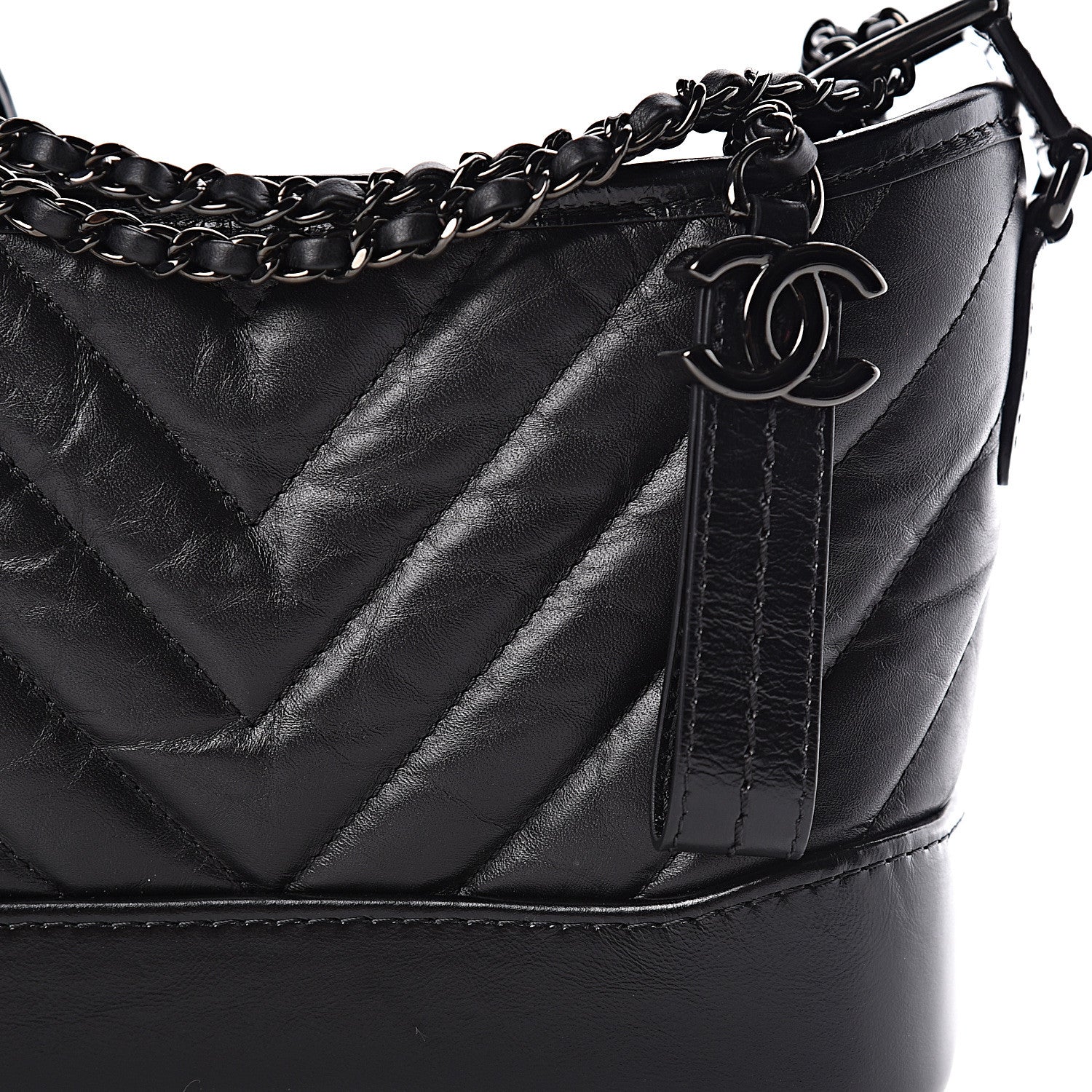 Chanel Aged Calfskin Chevron Quilted Small Gabrielle Hobo So Black 8 of 10