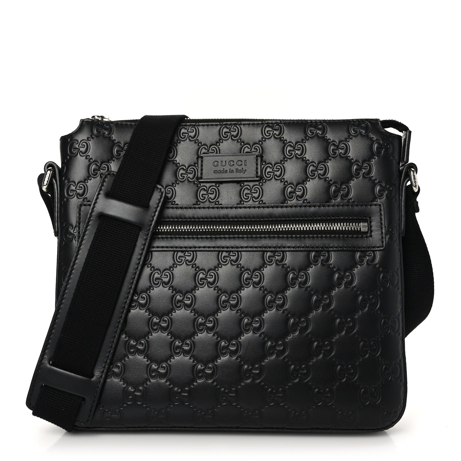 Gucci Guccissima Signature Small Messenger Bag Black 1 of 10