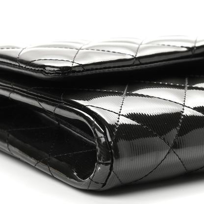 Chanel Striated Patent Quilted Clutch With Chain Flap Dark Grey 8 of 9