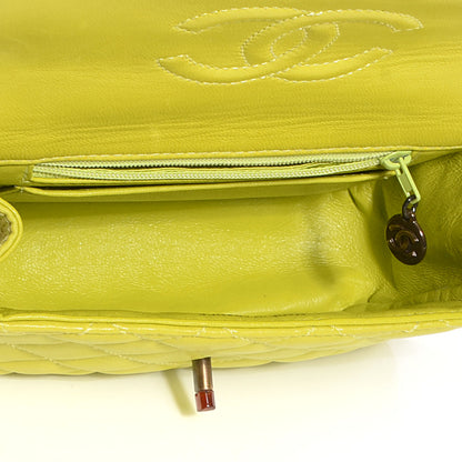 Chanel Lambskin Tortoise Chain Mini Square Flap Chartreuse 5 of 10