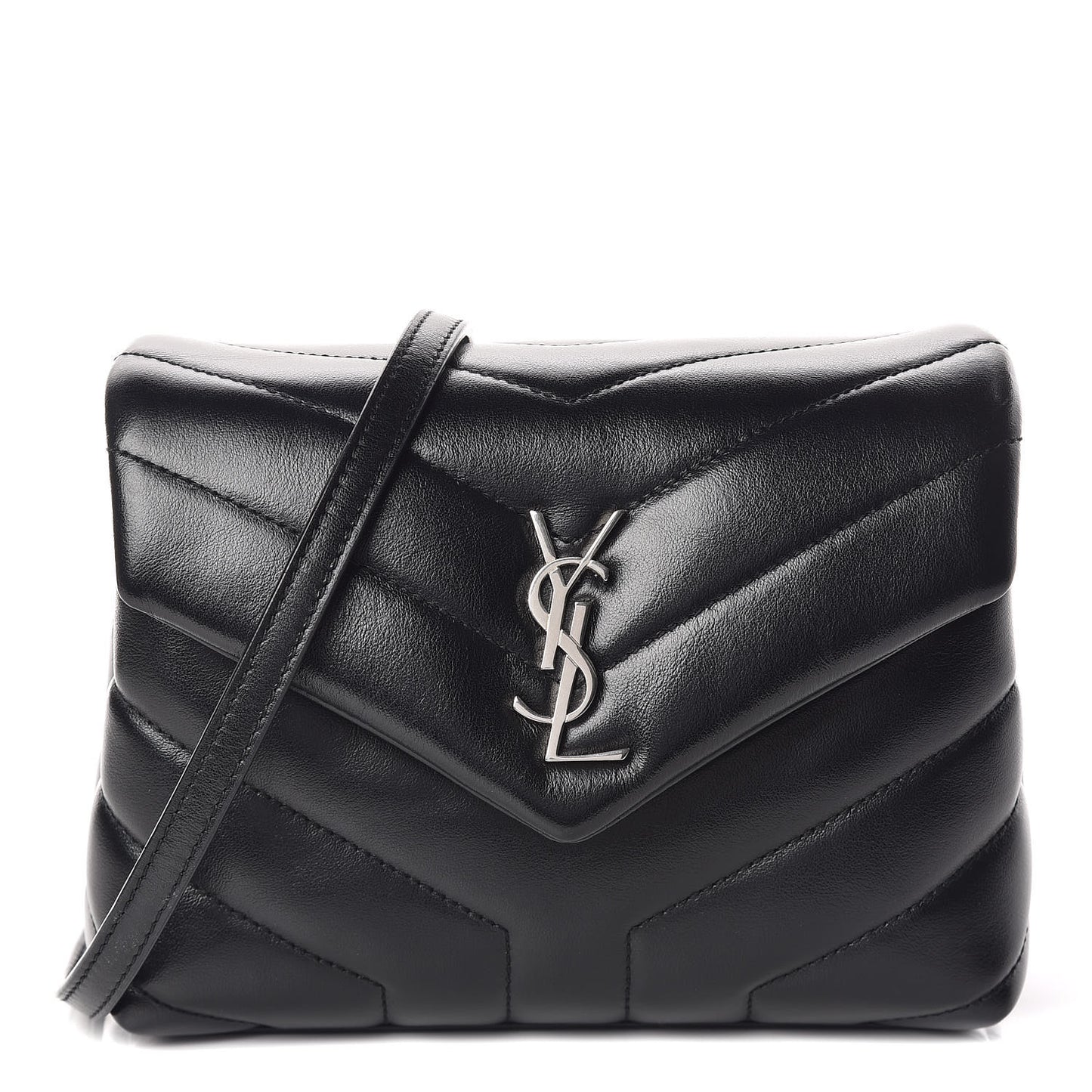 Calfskin Y Quilted Monogram Toy Loulou Crossbody Bag Black