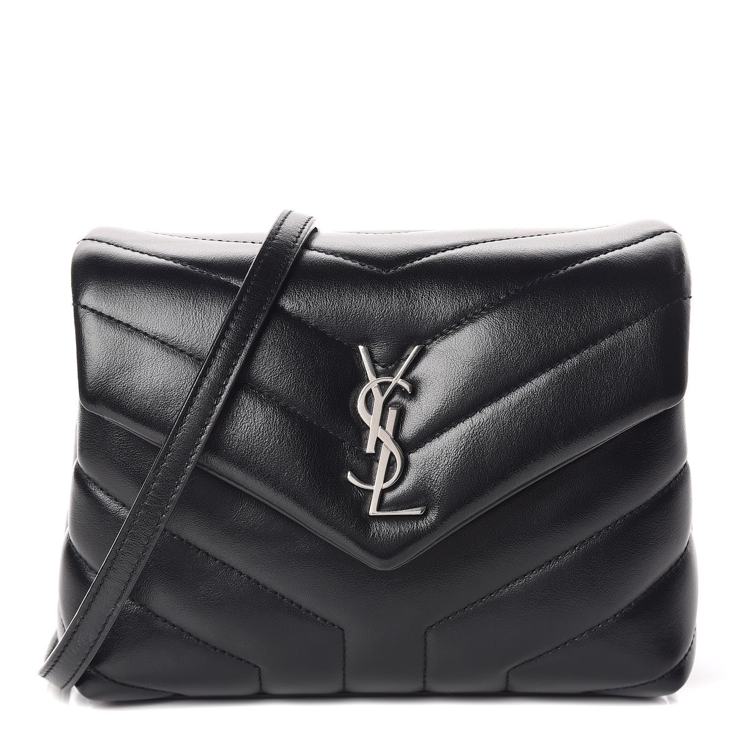 Saint Laurent Calfskin Y Quilted Monogram Toy Loulou Crossbody Bag Black 1 of 11