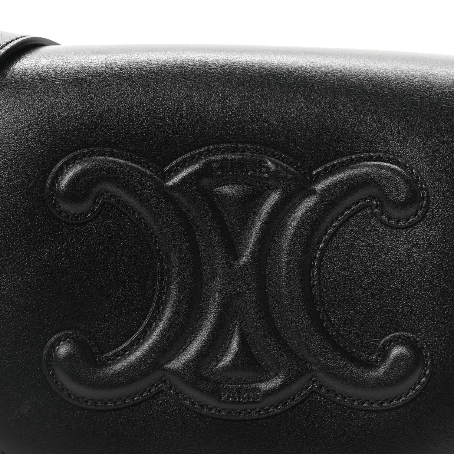 Celine Smooth Calfskin Cuir Triomphe Folco Crossbody Bag Black 7 of 9